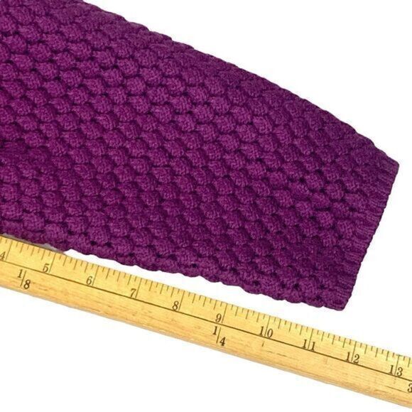 Liz Claiborne Cardigan Women XL Purple Cable Knit Chain Trim Button Down Sweater - Picture 15 of 16